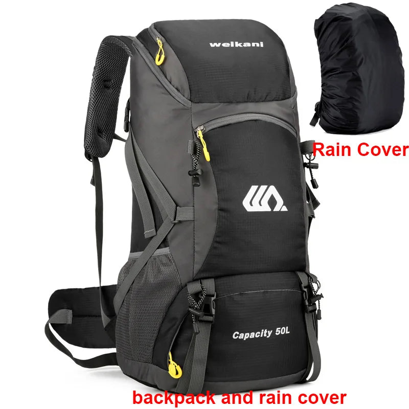 50L Travel Backpack Camping Men Large Hiking Bag Tourist Rucksack Waterproof Outdoor Sports Climbing Mountaineering Bag Luggage