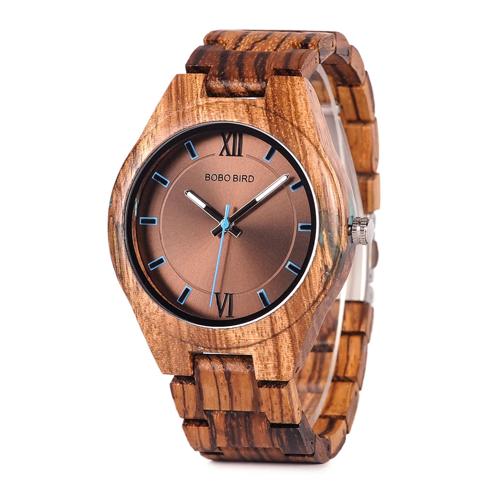 Relogio Masculino  Wood Men Watch Zabra Wooden Timepieces Quartz Watches for Men Watch Custom Gift Drop Shipping