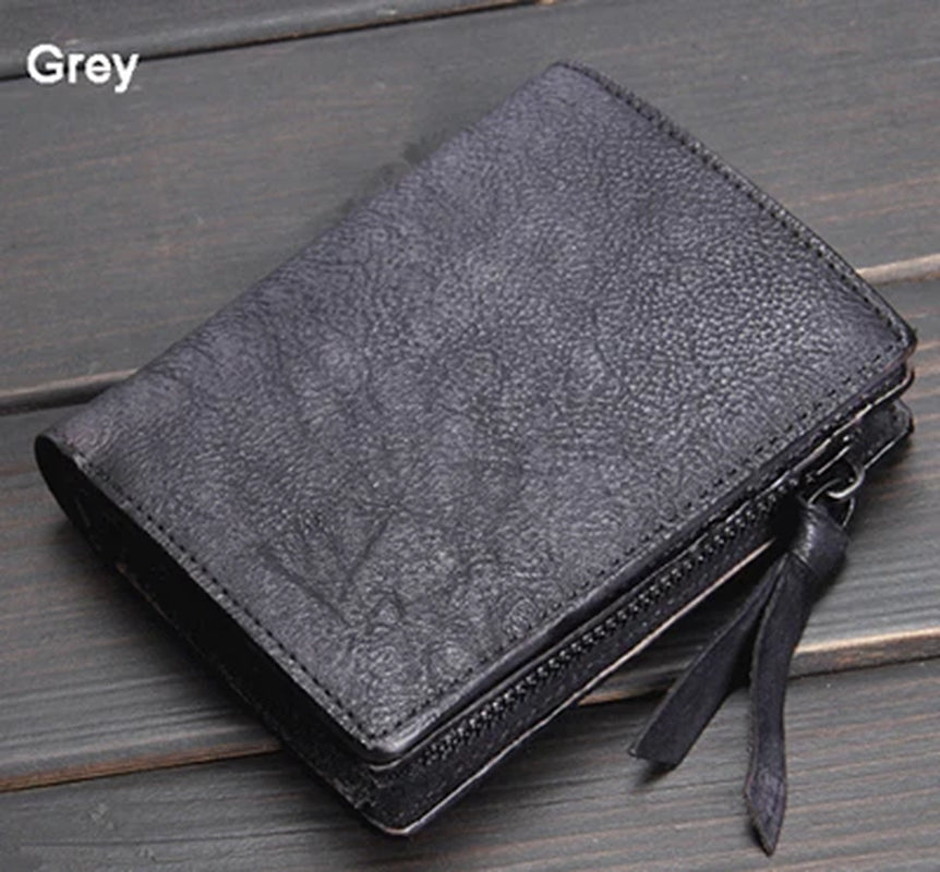 Vintage Genuine Leather Wallet Men Purse Leather Men Wallet Vertical Short Money Bag Male Wallet Credit Card Holder