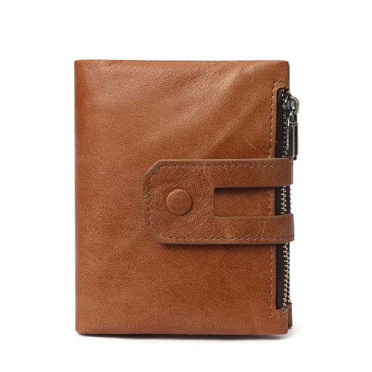 Crazy Horse Leather Men'S Wallet Genuine Leather Men Business Wallet RFID Men Card Id Holder Coin Purse Travel Wallet