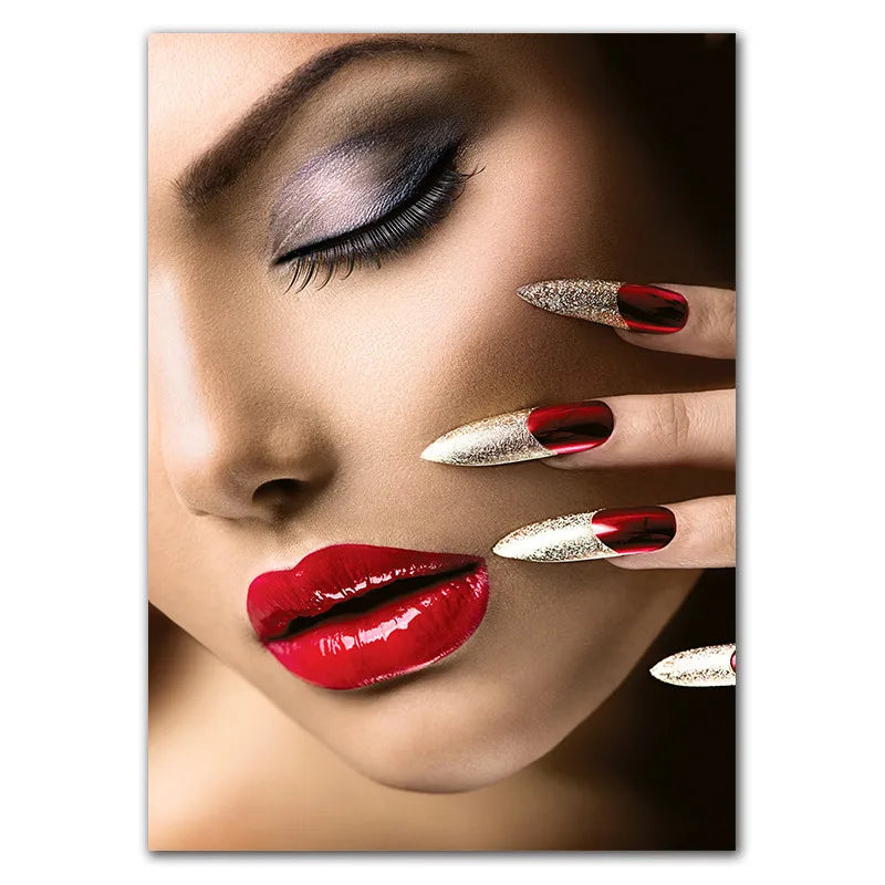 Beauty Nail Shop Art Poster Photo Wall Decoration Beauty Eeyelash Makeup Print Poster Canvas Painting HD2593