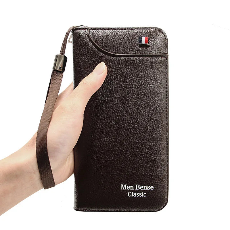 High Quality Men Wallet Long Style Credit Card Holder Male Phone Purse Zipper Large Capacity Brand PU Leather Clutch Bag for Men