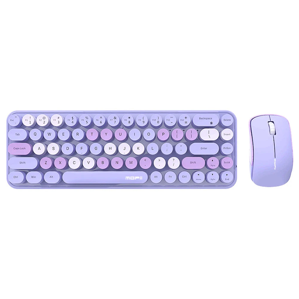 Keyboard Mouse Combo Mixed Color 2.4G Wireless Keyboard Mouse Set Circular Suspension Key Cap Ergonomics Keyboard for PC Laptop