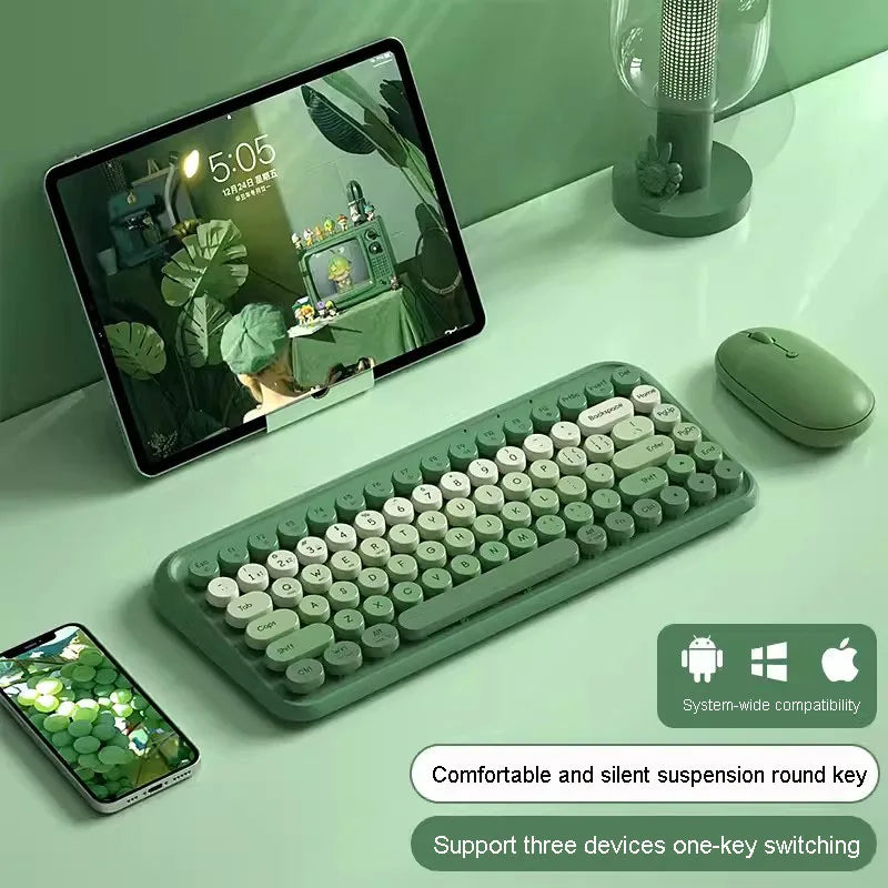 Wireless Bluetooth Keyboard Three-Mode Silent Gamer Wireless Mini Keyboard and Mouse Combo for Notebook Laptop Desktop PC Table