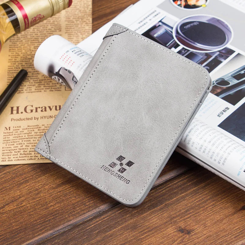 Men Wallet Leather Business Foldable Wallet Luxury Billfold Slim Hipster Cowhide Credit Card/Id Holders Inserts Coin Purses