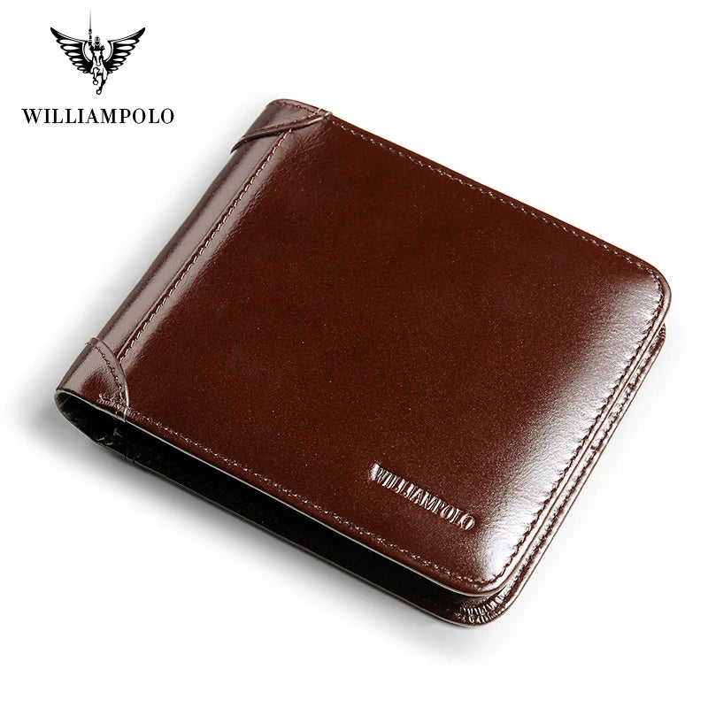 Trifold Wallet Genuine Leather Men Wallet Slim Short Purse Vintage Wallet Card Holder Case Gift PL285