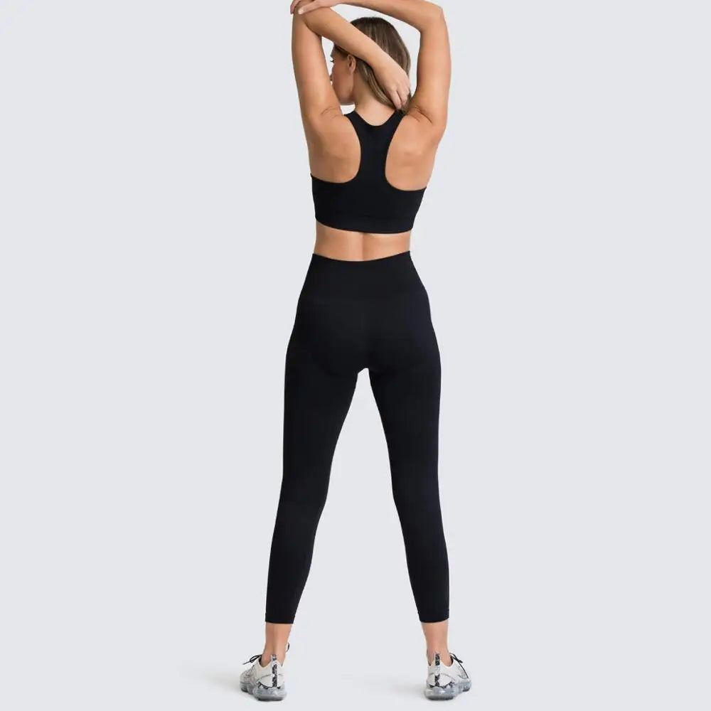 Women 2 Piece Yoga Set Bra+Long High Waist Pants Sports Suit Gym Fitness Suit Vest+Tight Legging Sport Sets Sportswear