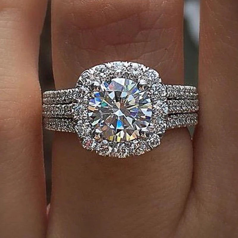 Trendy Women Rings with Brilliant Cubic Zirconia Luxury Engagement Rings Fashion Wedding Party Jewelry Drop Shipping