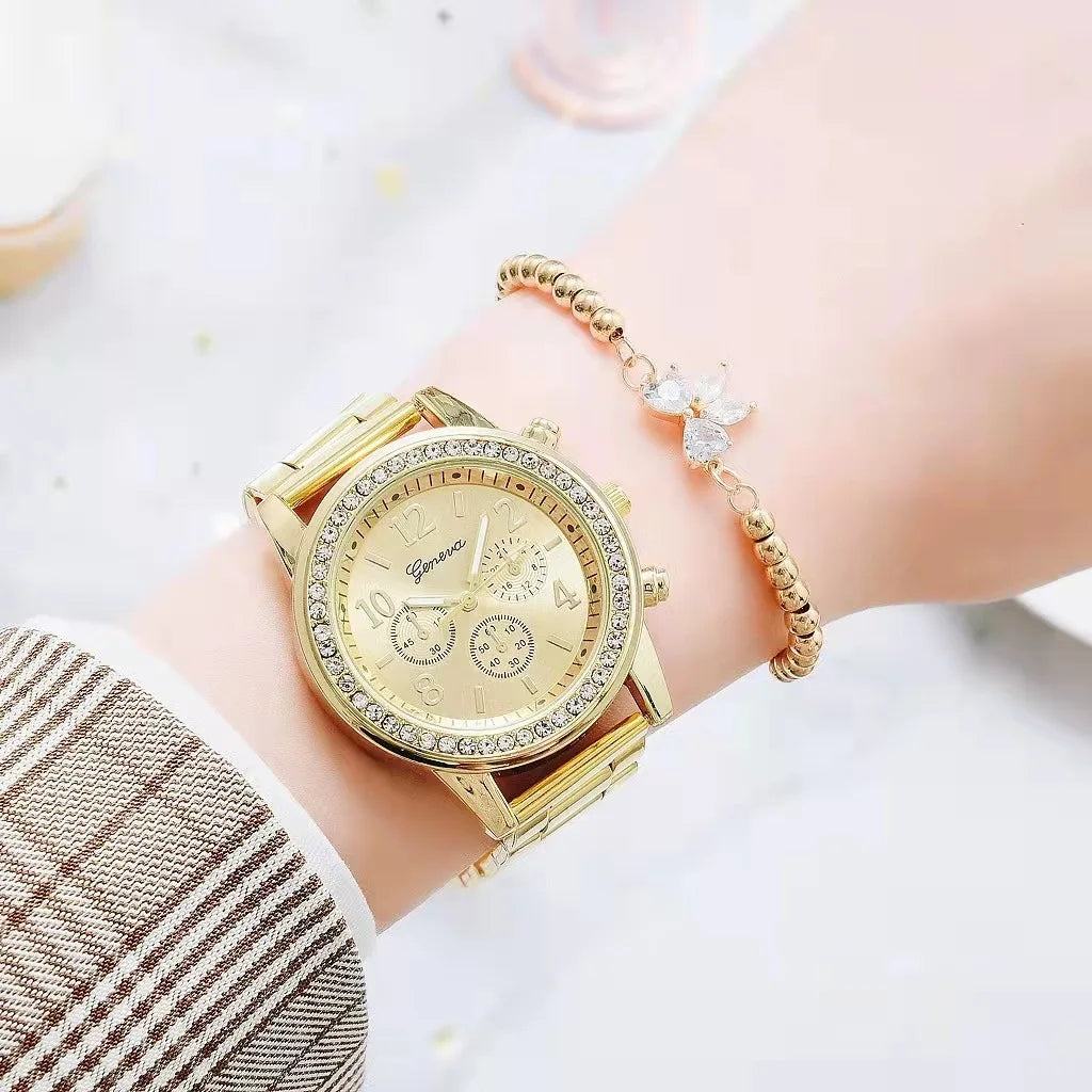 Women Quartz Crystal Luxury Watch Feminino Relogio Bracelet Wristwatch Casual Reloj Gold/Silver Mujer Bayan Kol Saati