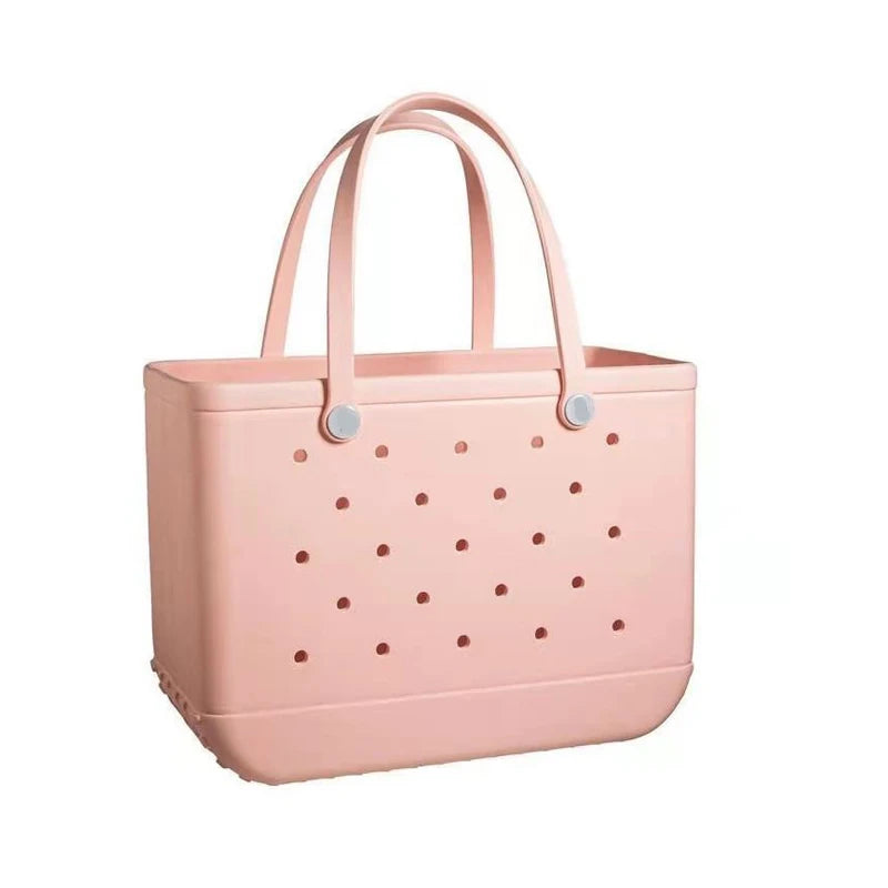 Extra Large Boggs Beach Bag Summer EVA Beach Basket Women Picnic Tote Bag Holes Waterproof Handbag Pouch Shopping Shoulder Bag