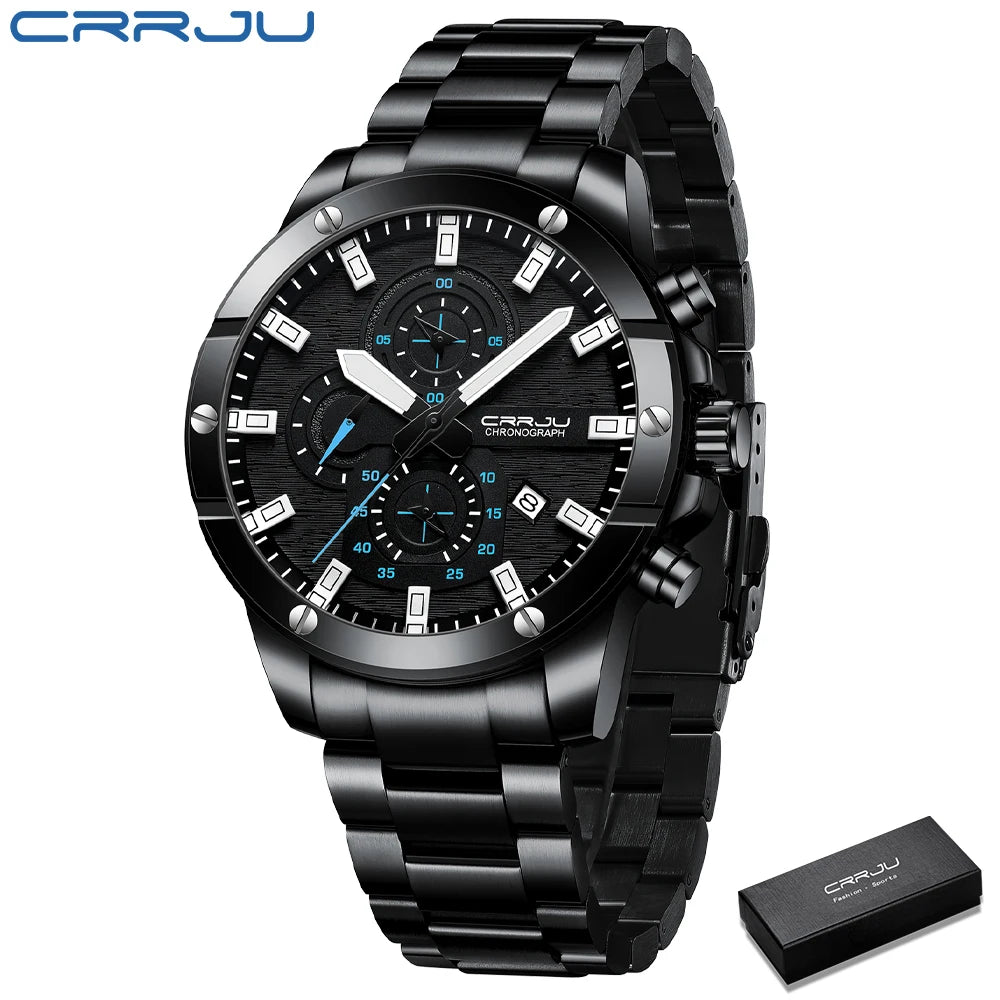 Men Watch NEW Quartz Big Watches Full Steel Waterproof Chronograph Wristwatch for Men Relogio Masculino