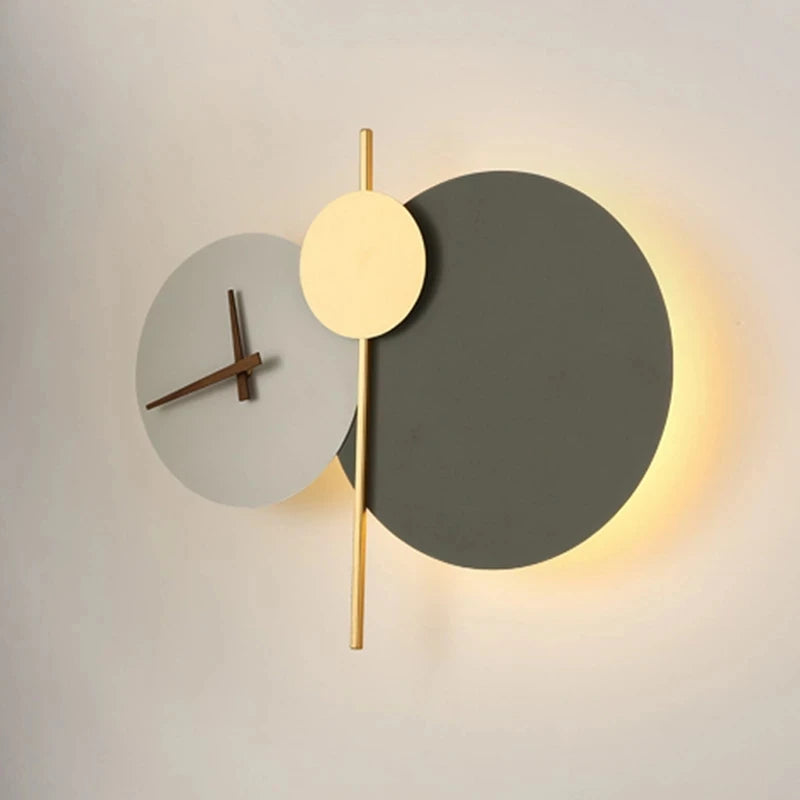 Nordic Designer Led Wall Light round Clock Creative Wall Lamp for Living Room Hallway Art Sconce Indoor Decor Light Fixtures