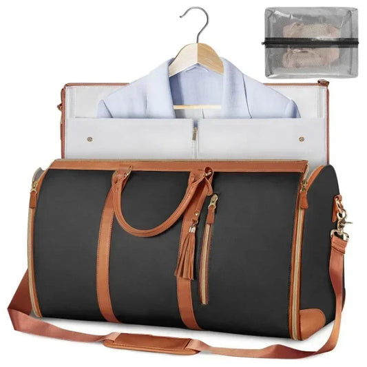 Foldable Women'S Travel Convenient Carry-On Clothing Bag Large Capacity PU Leather Duffel Bag Portable Business Travel Bag