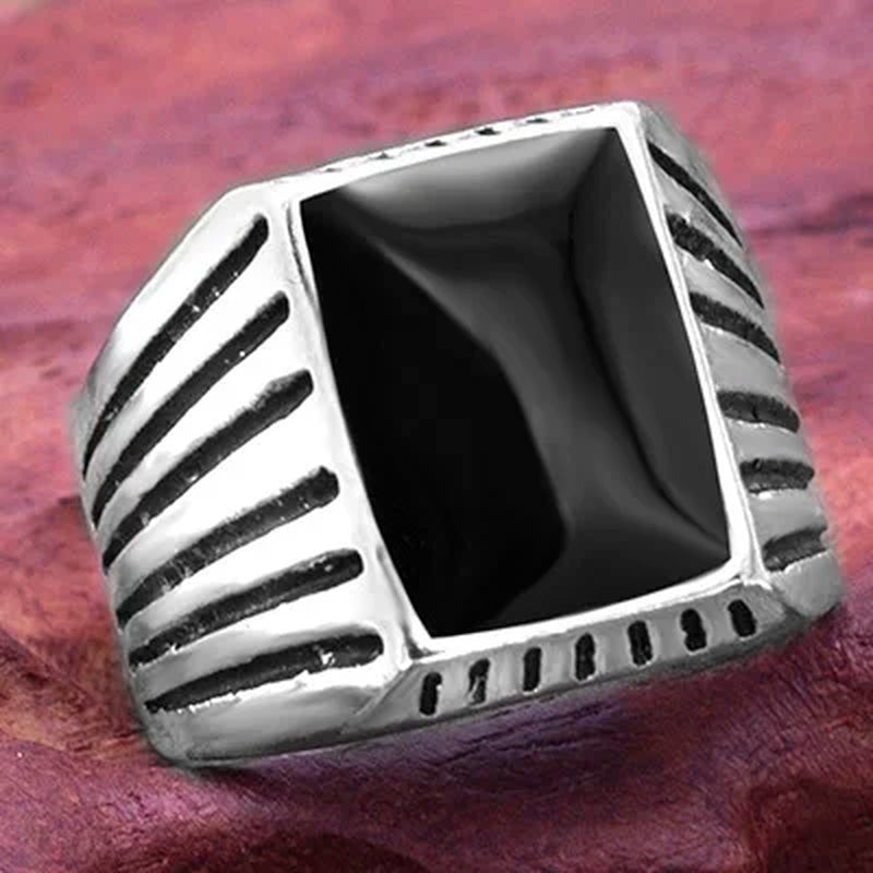 Vintage Black Square Oil Drip Ring Men Alloy Wedding Rings Men Jewelry Accessories