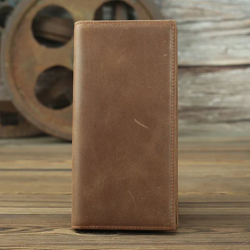 Business Men Wallet Long Real Cowhide Card Holder Male Purse Large Capacity Genuine Leather Wallets Phone Bag Handmade Carteras