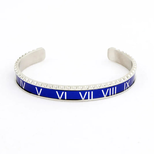 High Quality Men Jewelry Bangle Bracelet Stainless Steel Blue Roman Bangle Genuine Stone CZ Crown Macrame Bracelet Bangle Men