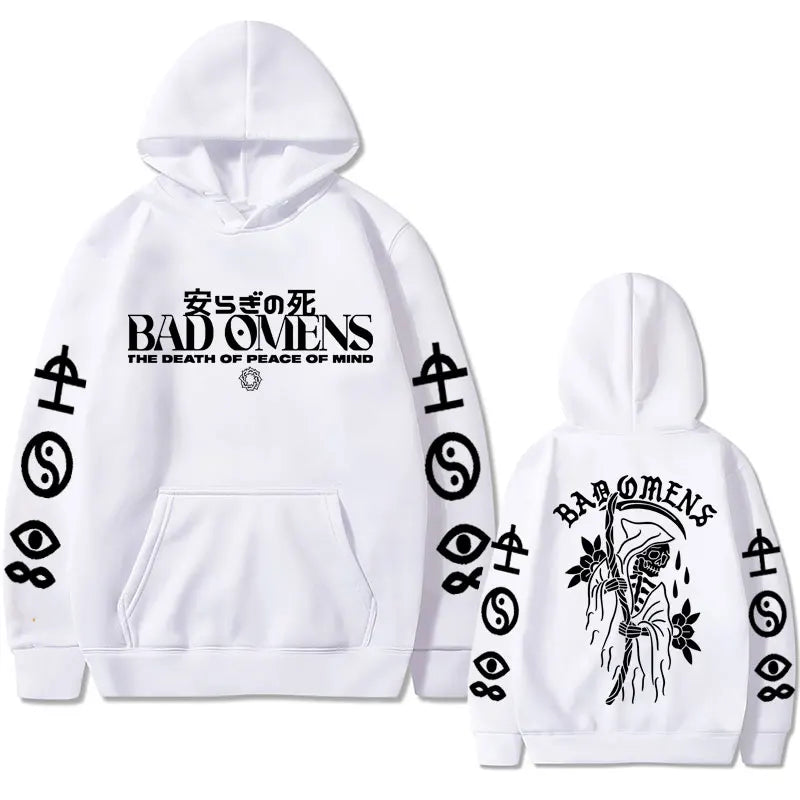 Bad Omens Band Tour American Music Print Hoodie the Death of Peace of Mind Skeleton Graphic Hoodies Male Rock Gothic Sweatshirts