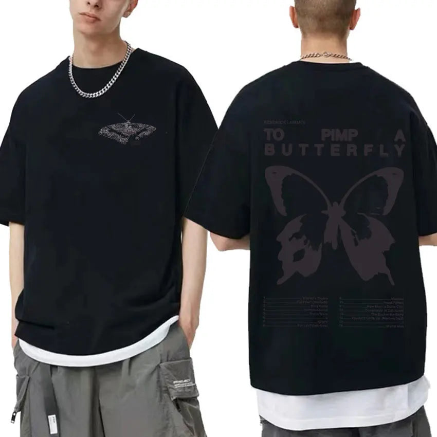 Kendrick Lamar to Pimp a Butterfly Graphic Tee Shirt Men'S Rapper Hip Hop Trend Streetwear T-Shirt Unisex Cotton Oversized Tees