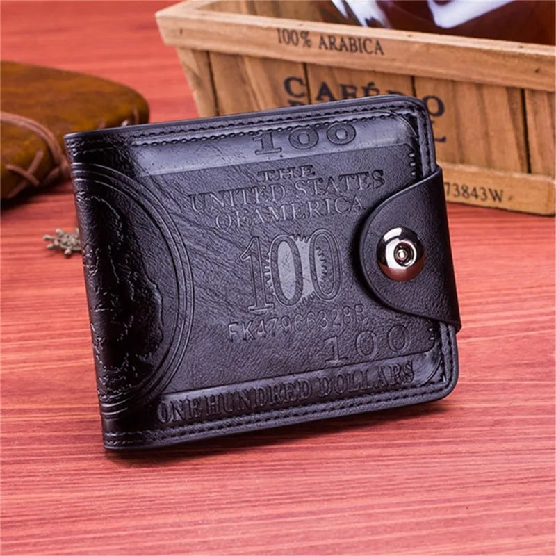 Leather Men Wallet 2024 Dollar Price Wallet Casual Clutch Money Purse Bag Credit Card Holder Fashion New Billetera Hombre