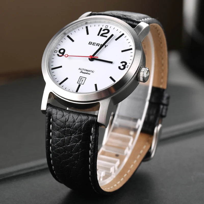 Men Mechanical Wristwatch 5ATM Waterproof Watch for Male Leather Swiss Railway Timepiece Luxury Brand Automatic Men Watch