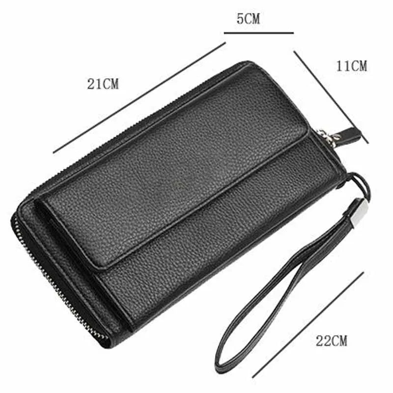 Fashion New PU Leather Men Clutch Wallets Zipper Large Capacity Hand Strap Men Wallet Luxurious Business Solid Male Purses