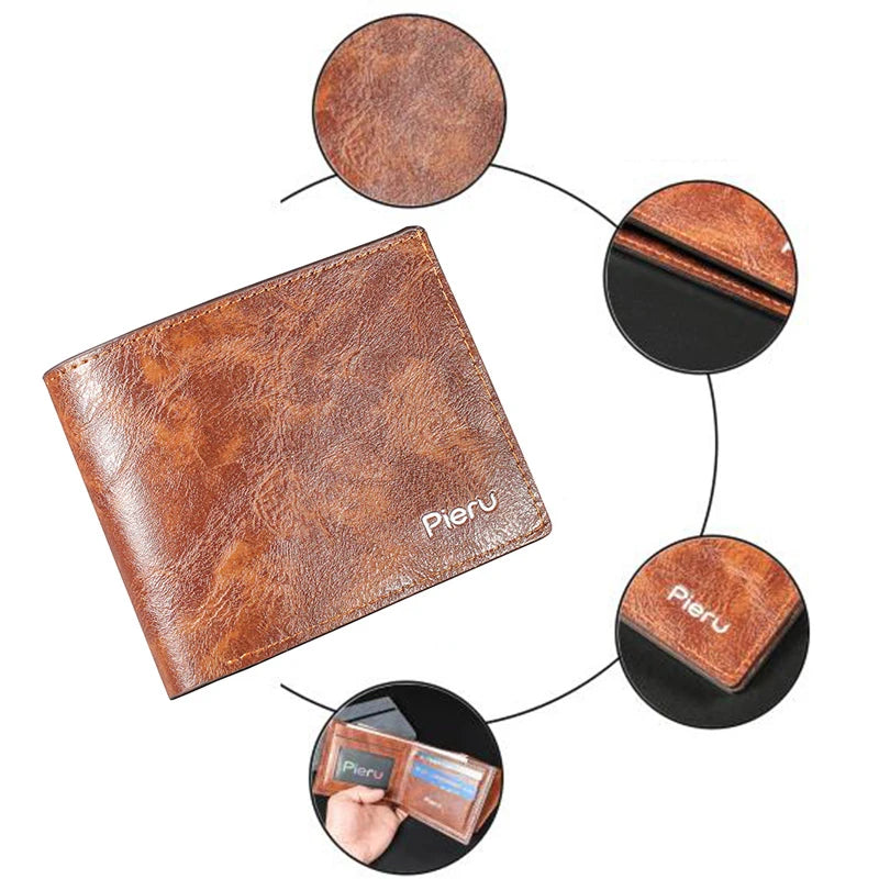 Ultra Thin Zipper Wallet Men'S Small Wallet Business PU Leather Wallets Band Solid Color Card Coin Purse Credit Bank Holder