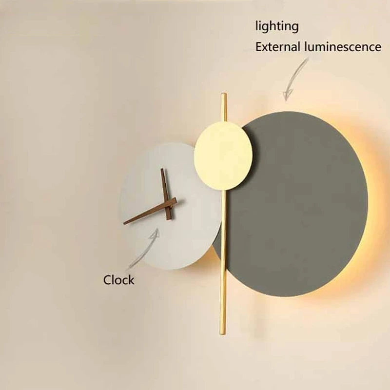 Nordic Designer Led Wall Light round Clock Creative Wall Lamp for Living Room Hallway Art Sconce Indoor Decor Light Fixtures