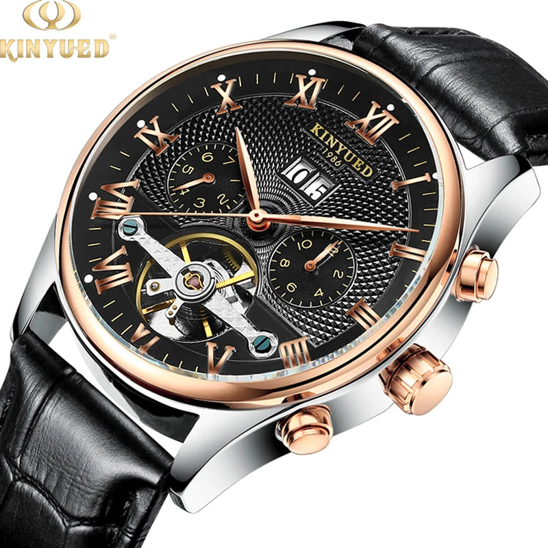 Kinyued Men'S Luxury Skeleton Watch Male Automatic Mechanical Wrist Watches Business Waterproof Hand Clock for Man Reloj Hombre