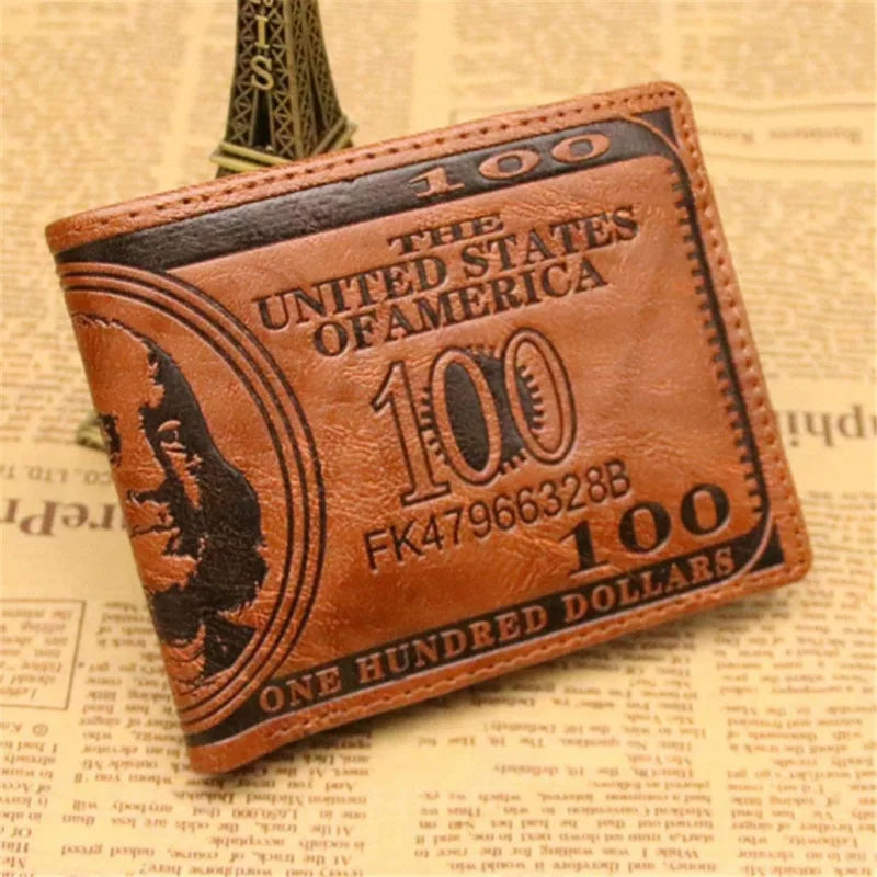 Leather Men Wallet 2024 Dollar Price Wallet Casual Clutch Money Purse Bag Credit Card Holder Fashion New Billetera Hombre