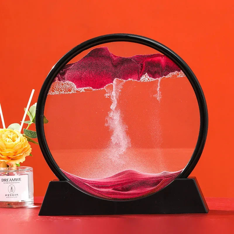 3D Moving Sand Art Picture round Glass Deep Sea Sandscape Hourglass Quicksand Craft Flowing Sand Painting Office Home Decor Gift