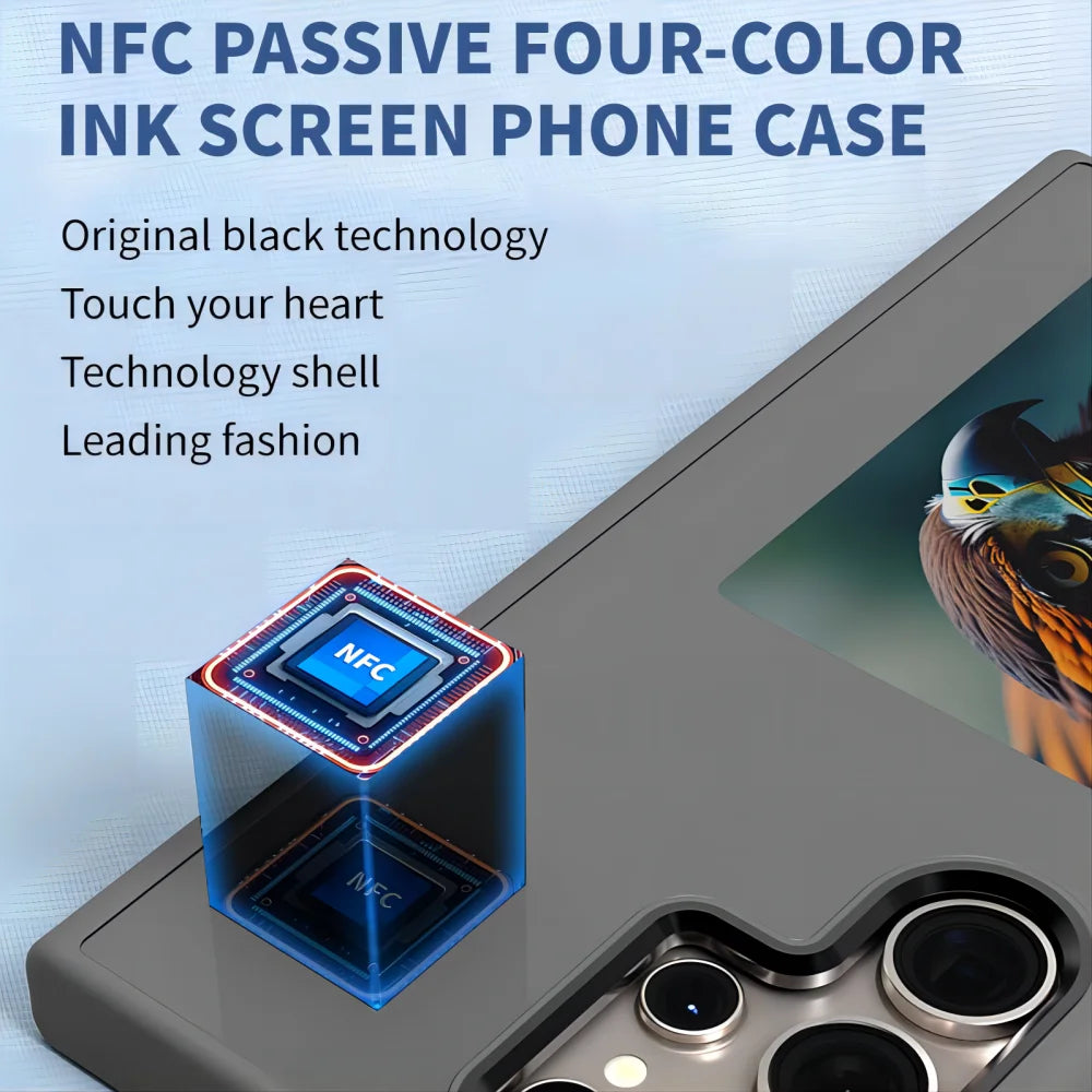 New-Tech NFC Function E-Ink Phone Case for Samsung S24Ultra DIY Four Colors Screen Wireless Transmission