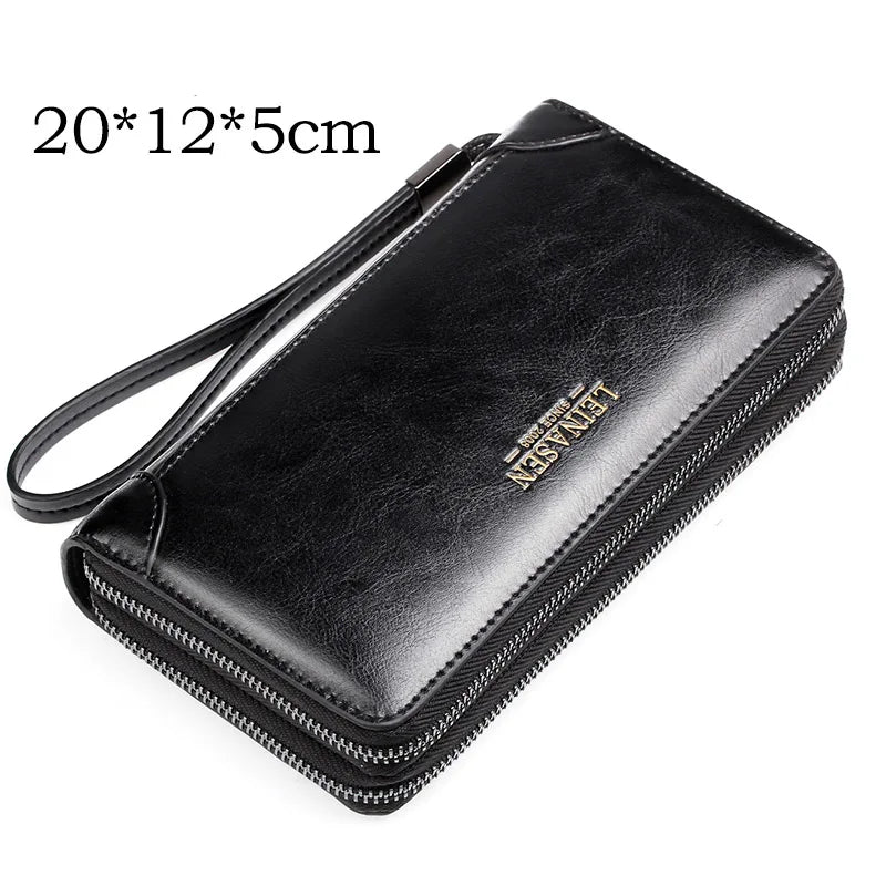 New Men Wallets Leather Men Bags Clutch Bags Koffer Wallet Leather Long Wallet with Coin Pocket Zipper Men Purse