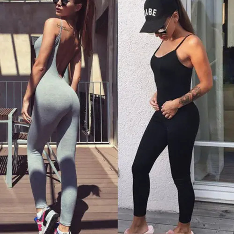 Woman One Piece Yoga Gym Fitness Sleeveless Slim Suit Workout Active Jumpsuits