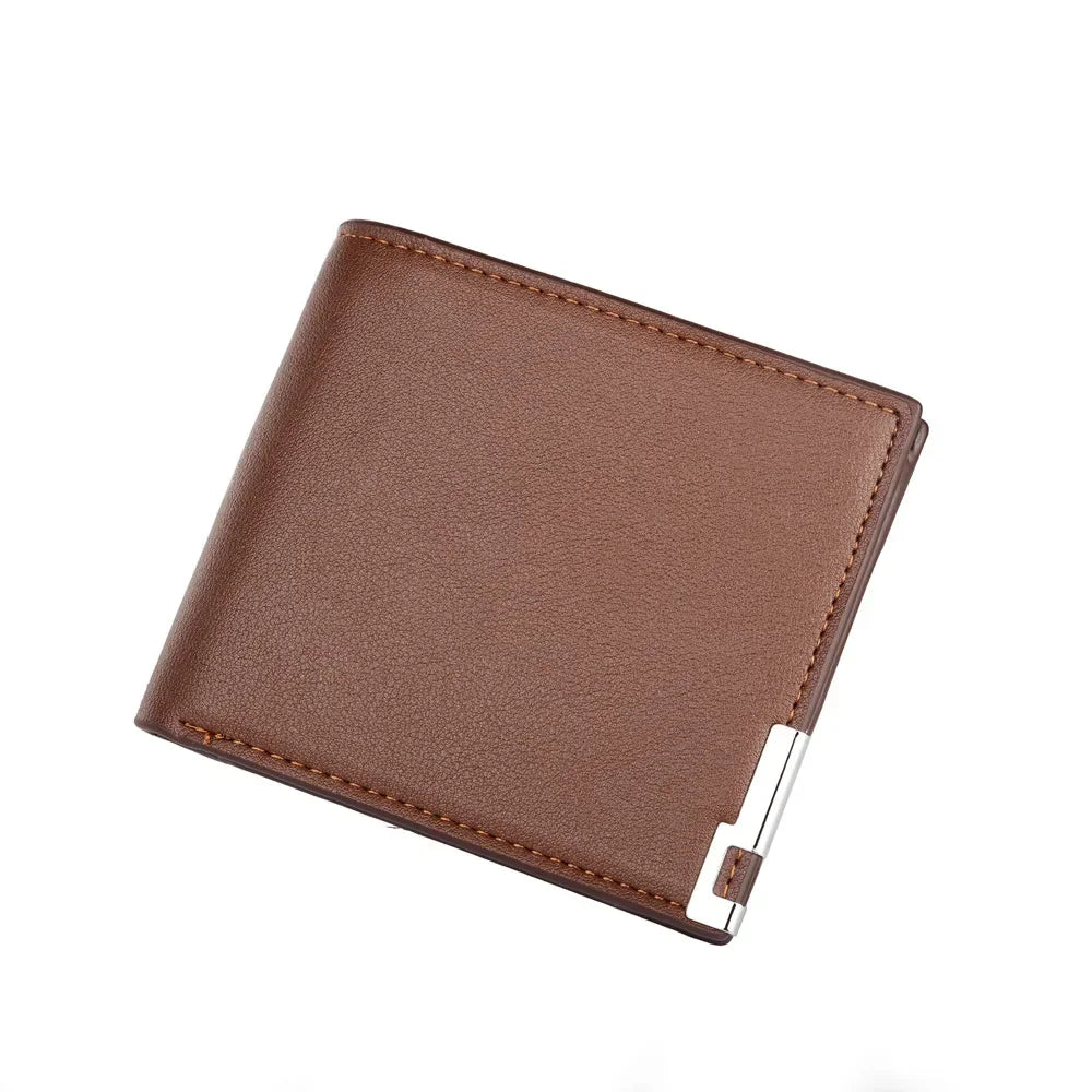 New Men'S Short Wallet Multifunction Fashion Iron Credit Card Holders Pu Money Bag Vintage Men Leather Wallet Slim Male Purses