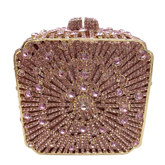 Dazzling Crystal Women Evening Bag Metal Box Clutch Wedding Bridal Diamond Minaudiere Mini Handbags Ladies Party Purses