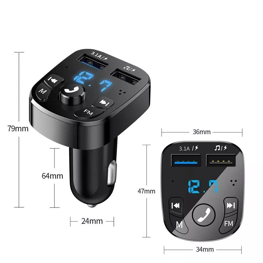 Bluetooth 5.0 Car Charger Dual USB Car Kit FM Transmitter Audio MP3 Player Autoradio Handsfree 3.1A 12-24V USB Fast Charger