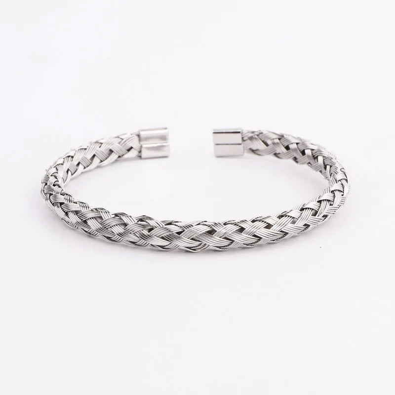 High Quality Men Jewelry Bangle Bracelet Stainless Steel Blue Roman Bangle Genuine Stone CZ Crown Macrame Bracelet Bangle Men