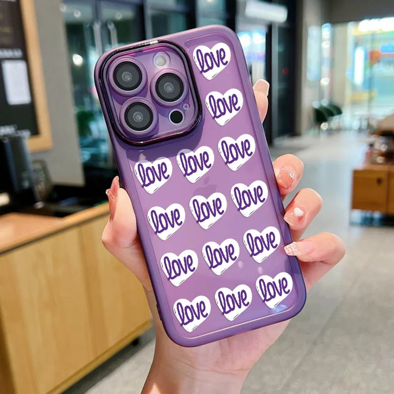 Love Heart Transparent Couple Phone Case for  15 14 Pro Max plus 13 12 11 15 Pro Shockproof Soft Silicone Clear TPU Cover