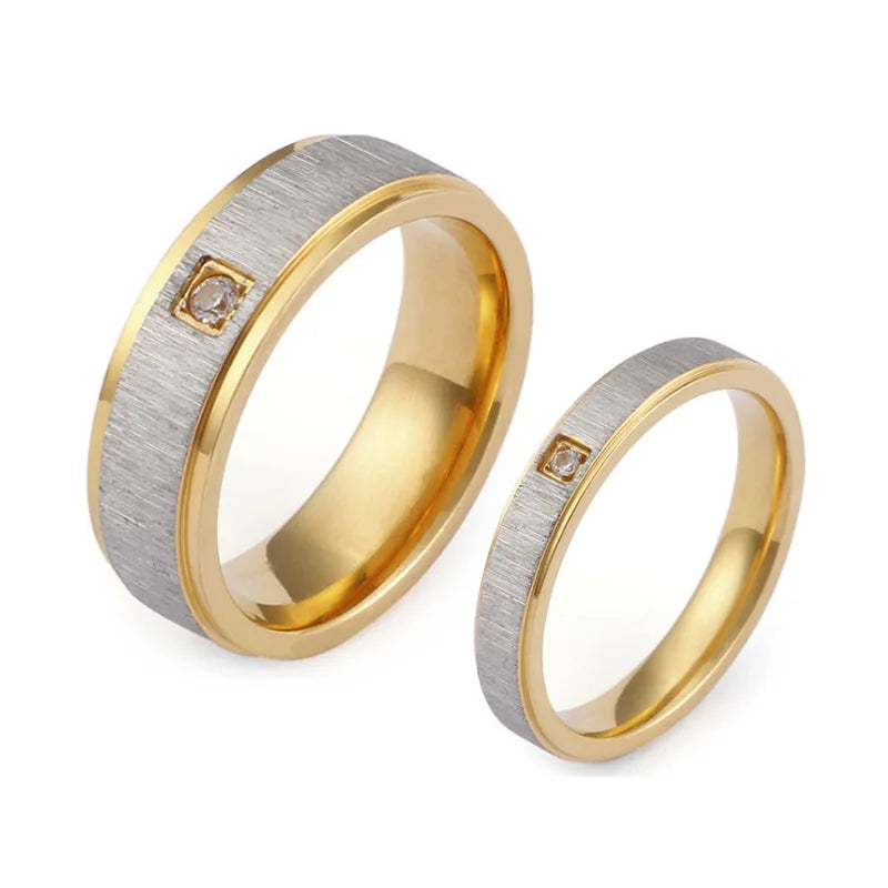 Couple Wedding Rings for Men and Women 14K Gold Plated CZ Stone 1 Pair Love Alliance Fashion Accessories Jewelry Proposal Ring