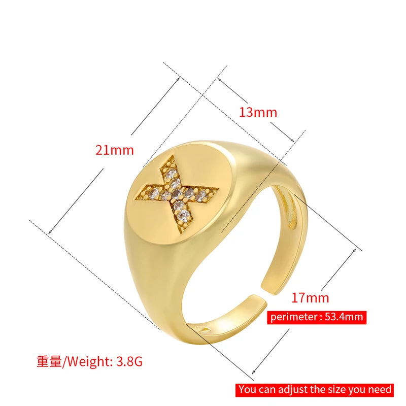 A-Z Initial Signet Rings for Women Men Statement Ring 26 Letters Women Rings Crystal Adjustable Rings Wholesale VJ165