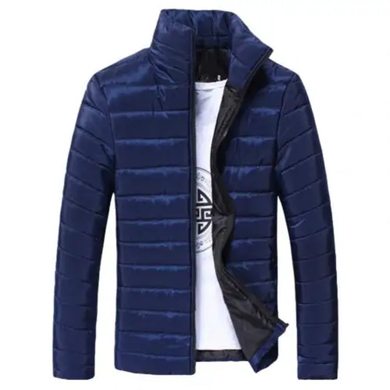 Winter High Quality Jackets Men Solid Color Parkas Stand Collar Long Sleeve Parkas Warm Cotton Quilted Coat Jacket S-Lim Men'S C