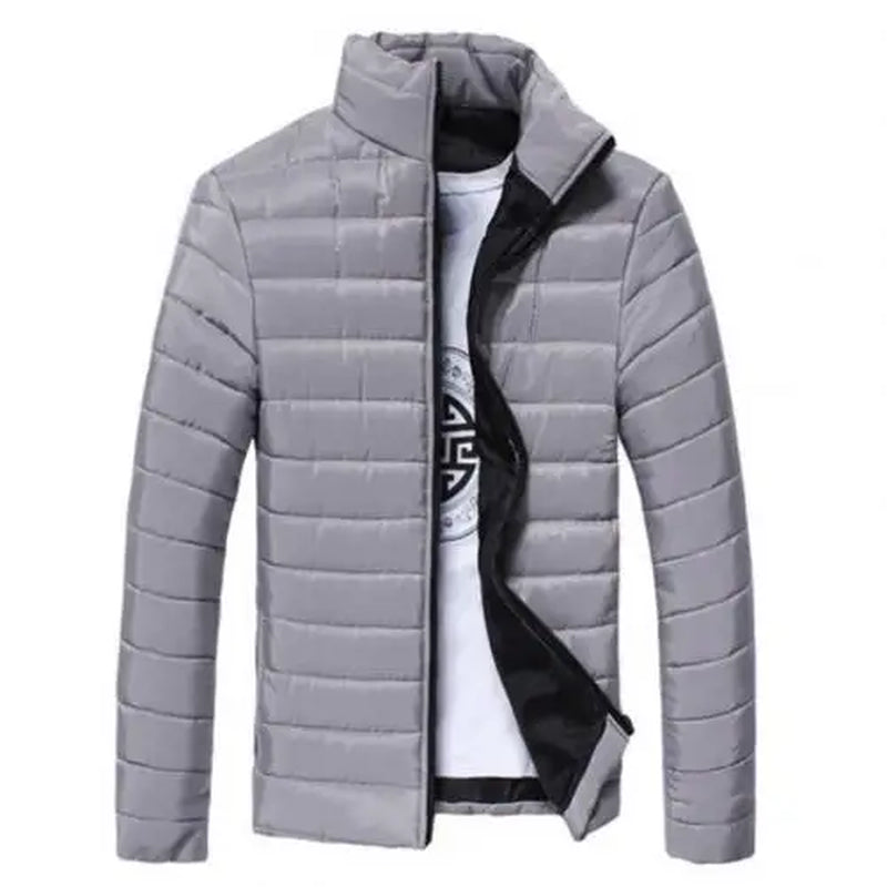 Winter High Quality Jackets Men Solid Color Parkas Stand Collar Long Sleeve Parkas Warm Cotton Quilted Coat Jacket S-Lim Men'S C