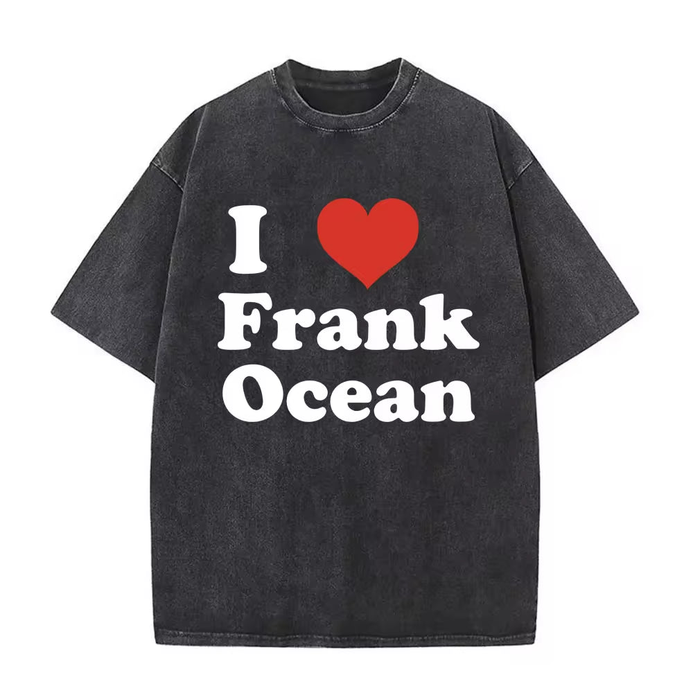 Washed Vintage Rapper Frank Oversized Tshirt Blond Graphic T-Shirts Men Women Ocean Hip Hop T Shirt Men'S Fashion Casual Tees