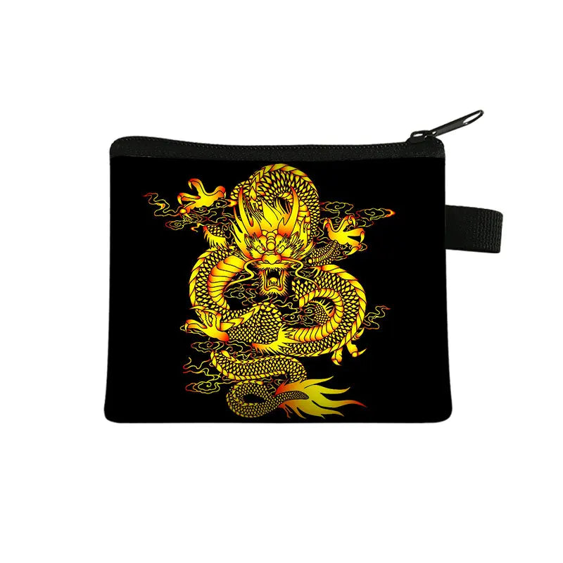 Gothic Asian Dragon Coin Purse Harajuku Women Men Wallet Small Clutch Boys Girls Hip Hop Purse Keys Cards Money Holder Bags Gift