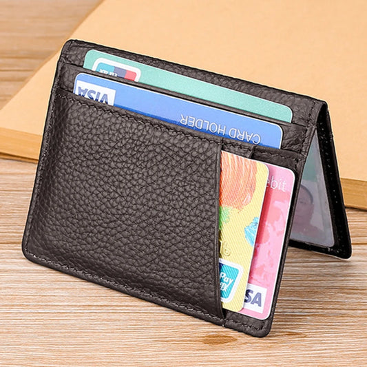 Super Slim Soft Wallet Genuine Leather Mini Credit Card Holder Wallets Purse Thin Small Card Holders Men Wallet