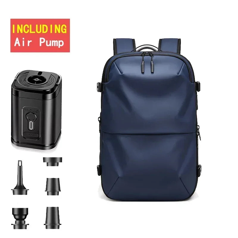 Waterproof Man Travel Backpack Vacuum Compression with Air Pump anti Theft Laptop Bag Expandable Fashion Casual Large Back Pack