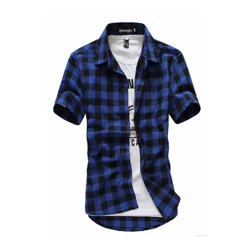 Red and Black Plaid Shirt Men Shirts 2024 New Summer Fashion Chemise Homme Mens Checkered Shirts Short Sleeve Shirt Men Blouse