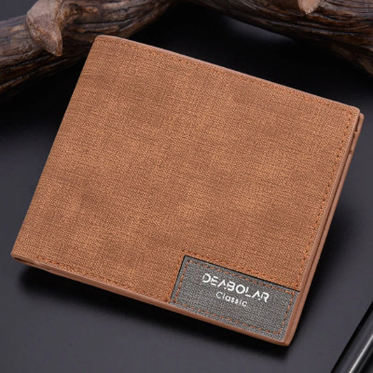 Vintage PU Leather Men Short Wallets Coin Purses Male Men Thin Multi-Card Wallet Canvas Slim Wallets Dropshipping