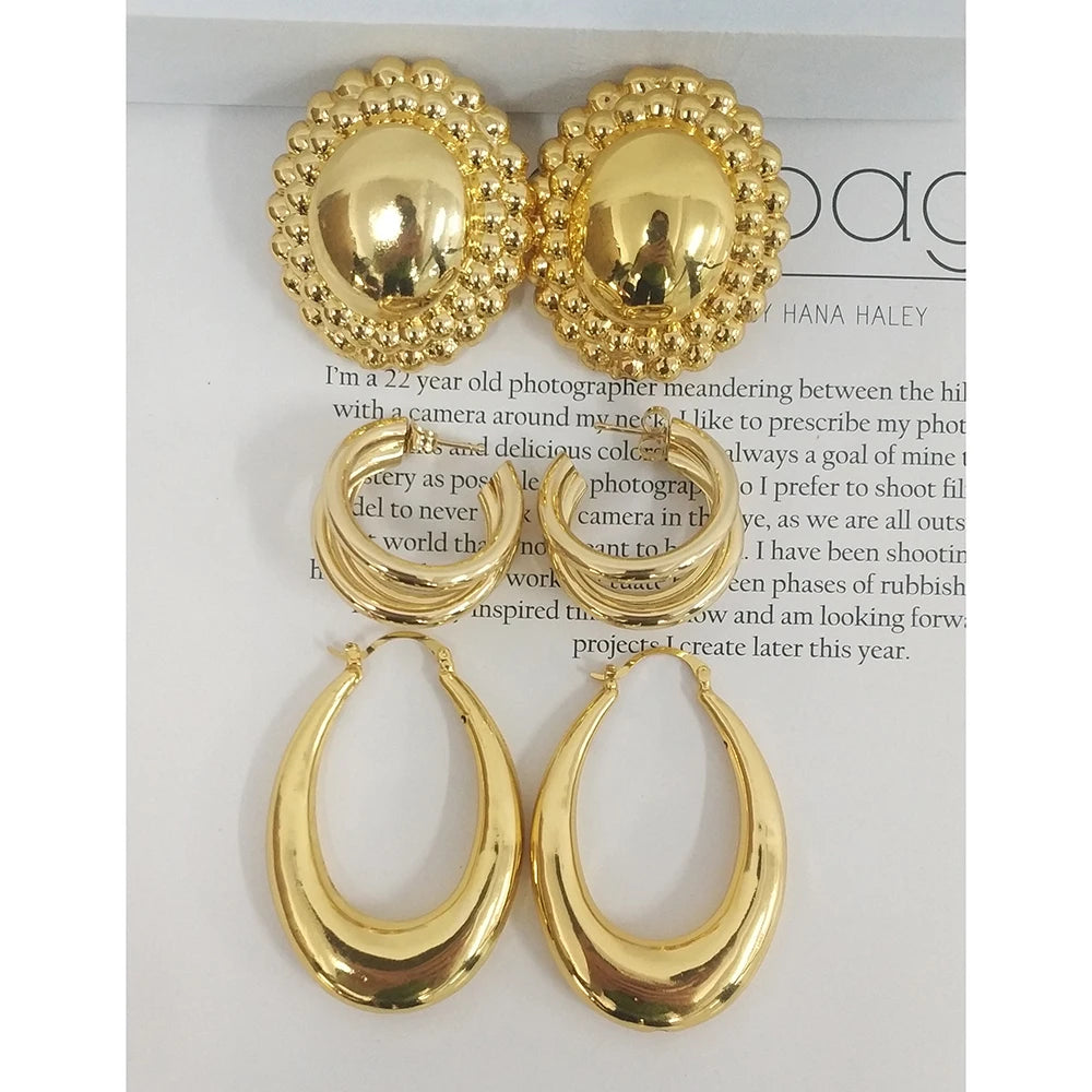 Big Hoop Earrings for Women Thick Metal Gold Color Twisted New Design Loop Earrings 2022 Stud Trend Charm Large Earring