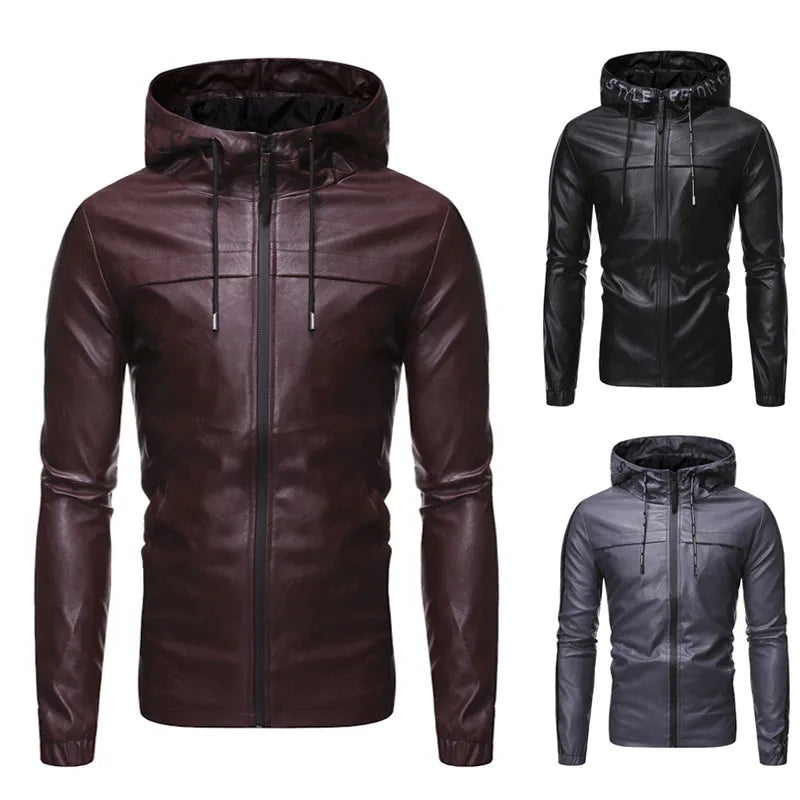 Men Jacket Spring Leather New Autumn Fashion for Men Hooded Leather Jacket Leather Jacket Men